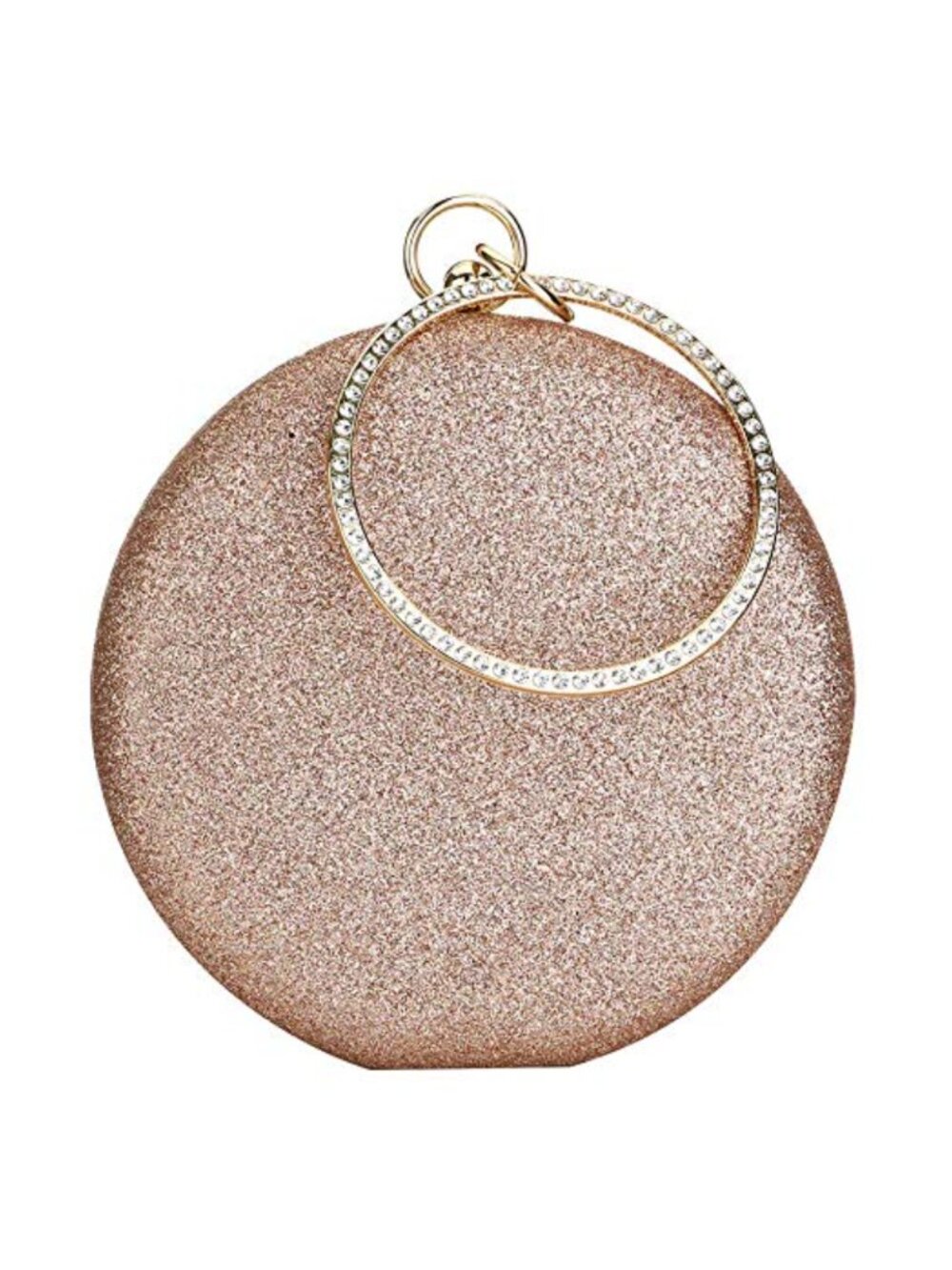 Women's Clutch Bag Rhinestone Chain Circular Ring Top Handle Purse Tote